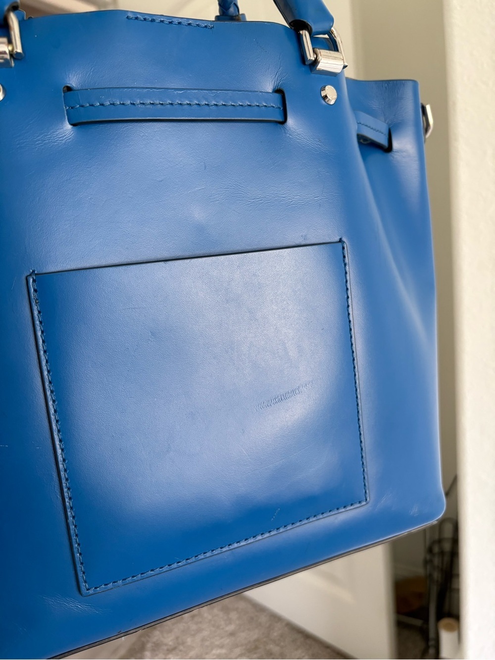 Michael Kors Royal Blue Braided-Handle Leather Tote - Picture 3 of 6